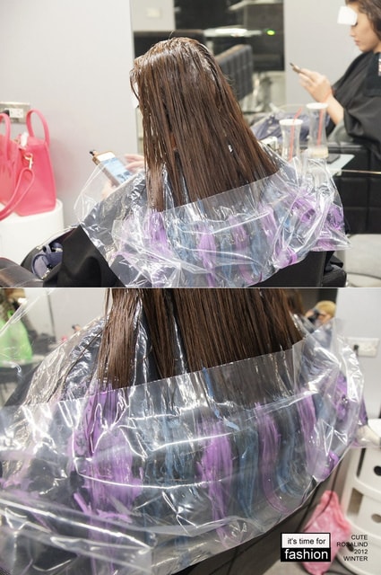 【髮型】情侶一起來變髮。老逼亞麻綠和我的藍紫挑染新髮型❤