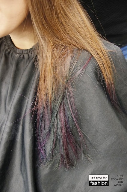 【髮型】情侶一起來變髮。老逼亞麻綠和我的藍紫挑染新髮型❤