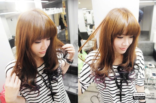 【髮型】情侶一起來變髮。老逼亞麻綠和我的藍紫挑染新髮型❤