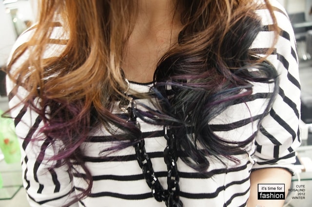 【髮型】情侶一起來變髮。老逼亞麻綠和我的藍紫挑染新髮型❤