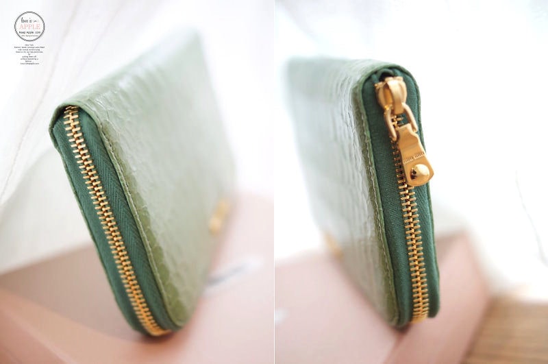 【敗家】義大利OUTLET戰利品。薄荷綠miu miu漆皮壓鱷紋拉鍊長夾 - 第14張圖 DSC07854