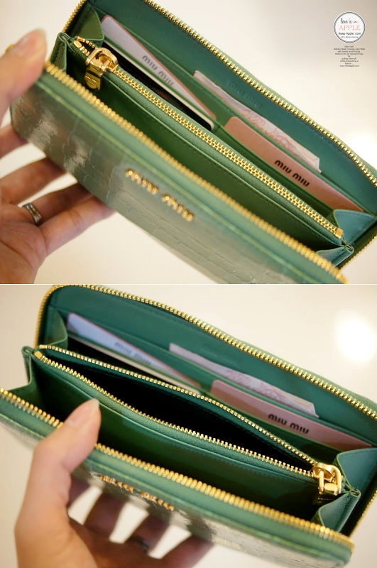 【敗家】義大利OUTLET戰利品。薄荷綠miu miu漆皮壓鱷紋拉鍊長夾 - 第18張圖 DSC09010
