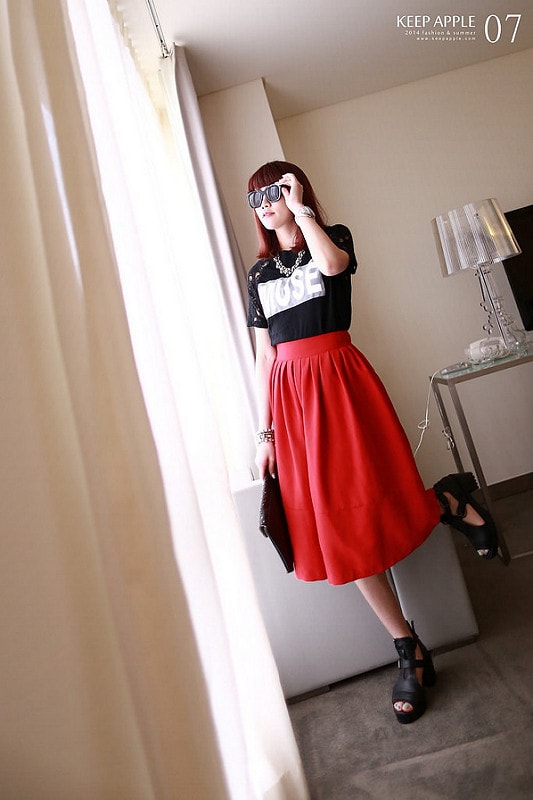 【穿搭】及膝長度傘擺裙大BOOM。我的12件圓裙蒐藏穿搭分享 - 第4張圖 IMG_3220