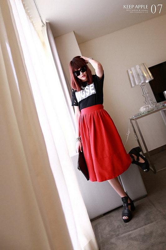 【穿搭】及膝長度傘擺裙大BOOM。我的12件圓裙蒐藏穿搭分享 - 第5張圖 IMG_3221