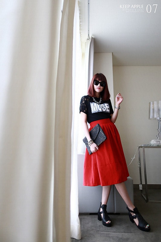 【穿搭】及膝長度傘擺裙大BOOM。我的12件圓裙蒐藏穿搭分享 - 第6張圖 IMG_3224