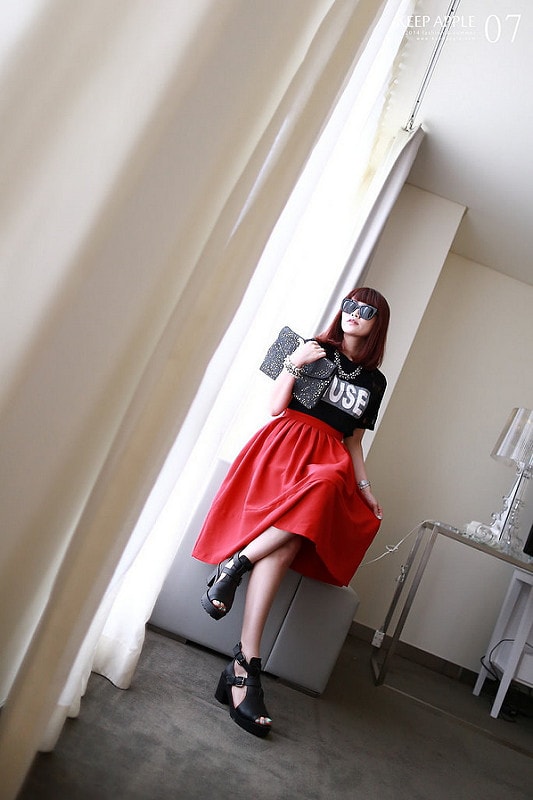 【穿搭】及膝長度傘擺裙大BOOM。我的12件圓裙蒐藏穿搭分享 - 第7張圖 IMG_3228