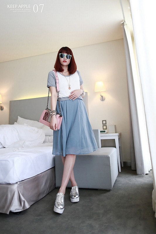 【穿搭】及膝長度傘擺裙大BOOM。我的12件圓裙蒐藏穿搭分享 - 第30張圖 IMG_3354