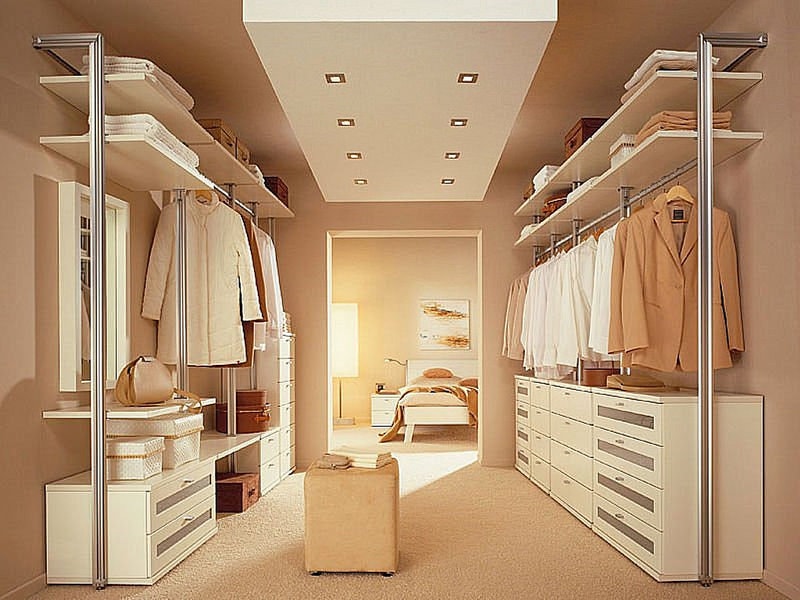 Chic Walk In Closet Design Ideas Towels Coats Ceiling Lamp