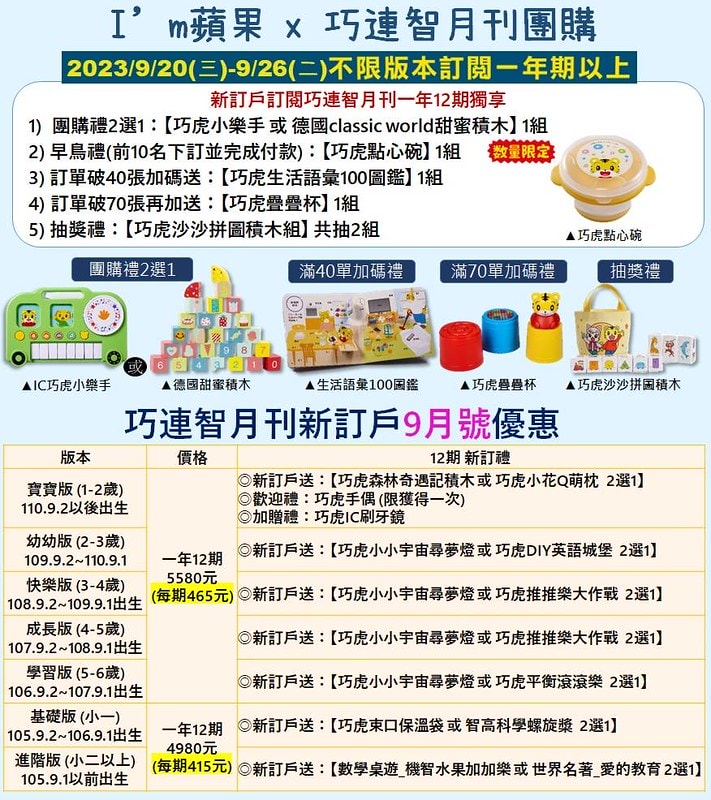 【育兒】家長滿意度NO.1🐯巧連智虎神報到啦~巧連智第一團之蘋果團加碼海量限定開團禮清單‼(須為新訂戶訂閱享有優惠) - 第3張圖 蘋果的團購禮